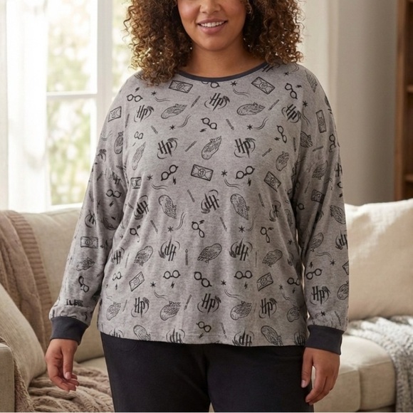 Wizarding World Of Harry Potter Tops - Cozy Harry Potter Wizarding World Loungewear Soft Sleep Shirt Gray XXL Fan Merch